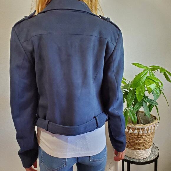 NWT Romeo & Juliet Couture Navy Faux Suede Jacket Size Small - Picture 2 of 7